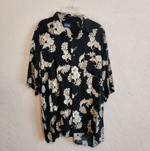 Men's Black Floral Shirt Puritan mens Hawaiian shirt silk